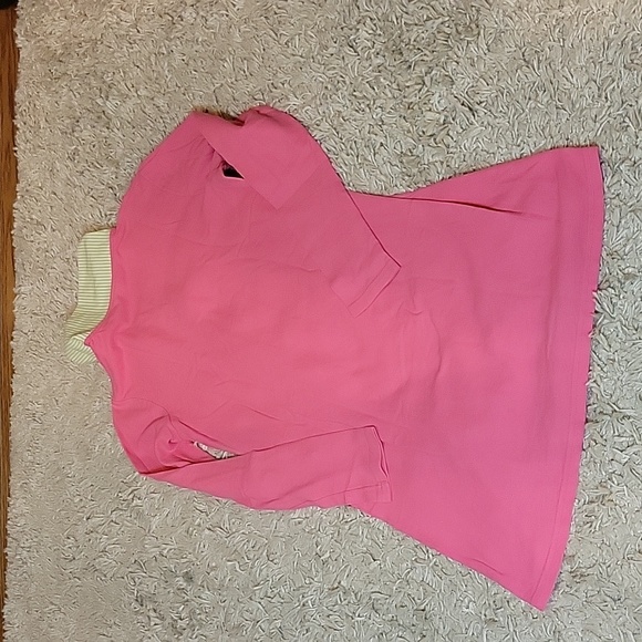 Haley and the Hound long sleeved dress collared (pink with green collar) - Picture 3 of 4